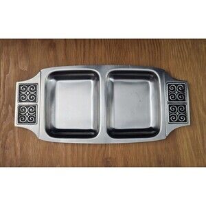 Vintage Rogers-Insilco Fashion Stainless MCM Retro Ornate Serving Tray Silver
